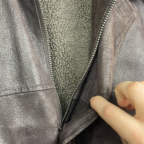 Nickelson Leather Men Sz M Aviator Leather Brown Jacket Sherpa Fleece Lined Read - Picture 7 of 16